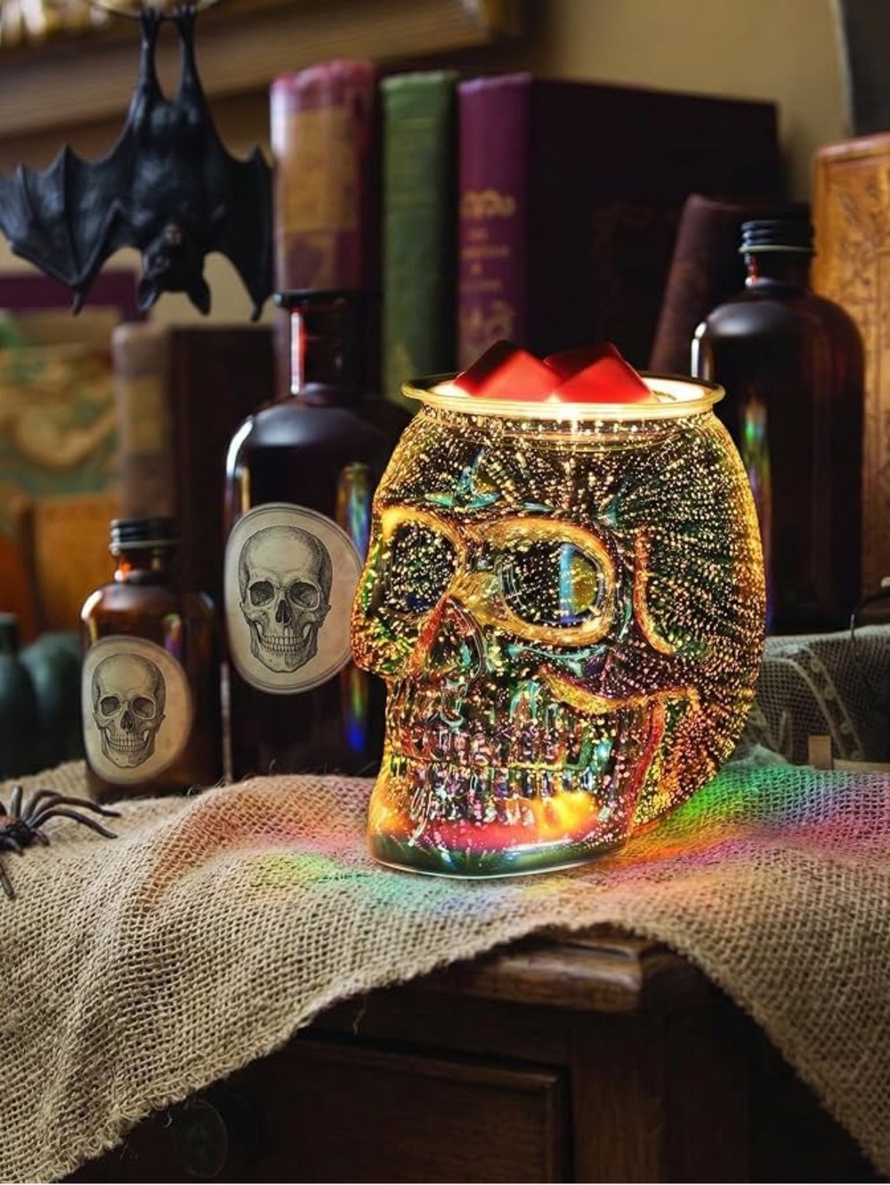 NWT Celebrate Together Halloween LED Skull Wax Cube Warmer